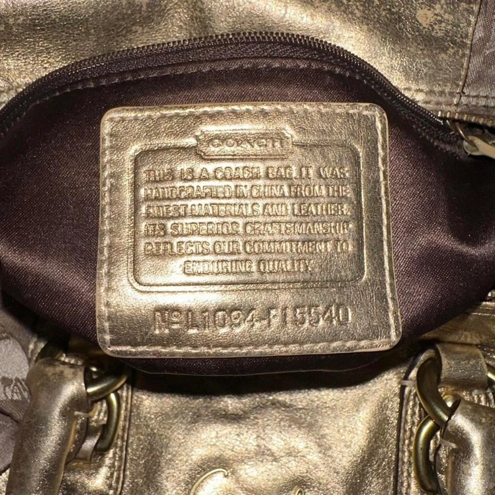 Coach Y2K 2010 Ashley Metallic gold Satchel with horse & carriage print